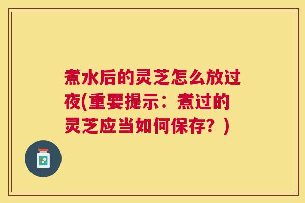 煮水后的灵芝怎么放过夜(重要提示:煮过的灵芝应当如何保存?) 煮水后的灵芝怎么放过夜(重要提示:煮过的灵芝应当如何保存?)