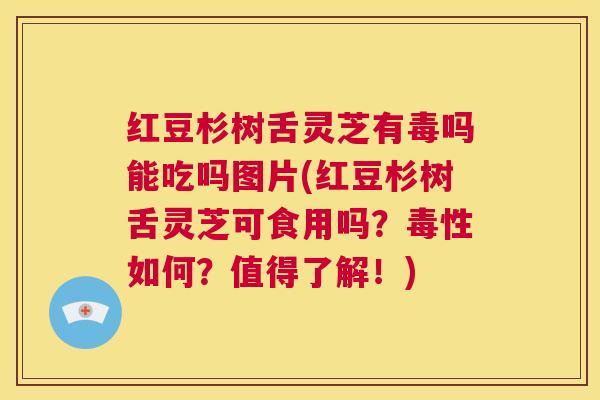 红豆杉树舌灵芝有毒吗能吃吗图片(红豆杉树舌灵芝可食用吗?毒性如何?值得了解!) 红豆杉树舌灵芝有毒吗能吃吗图片(红豆杉树舌灵芝可食用吗?毒性如何?值得了解!)