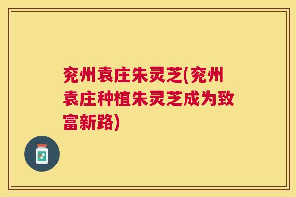 兖州袁庄朱灵芝(兖州袁庄种植朱灵芝成为致富新路) 兖州袁庄朱灵芝(兖州袁庄种植朱灵芝成为致富新路)