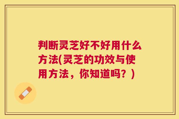 判断灵芝好不好用什么方法(灵芝的功效与使用方法,你知道吗?) 判断灵芝好不好用什么方法(灵芝的功效与使用方法,你知道吗?)