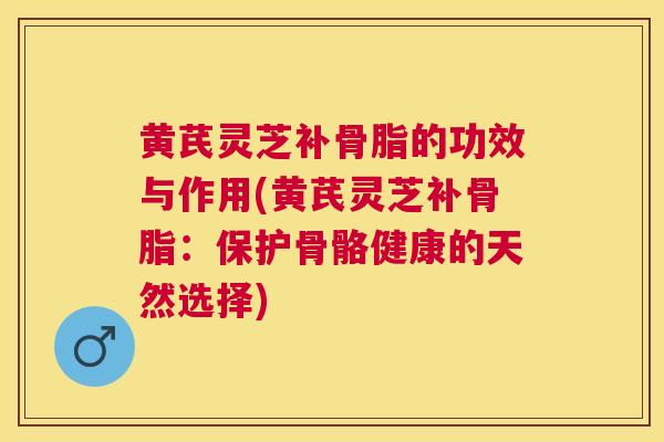 黄芪灵芝补骨脂的功效与作用(黄芪灵芝补骨脂：保护骨骼健康的天然选择)