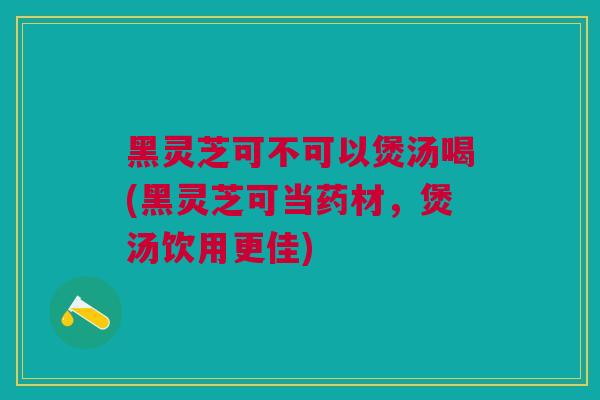 黑灵芝可不可以煲汤喝(黑灵芝可当药材，煲汤饮用更佳)