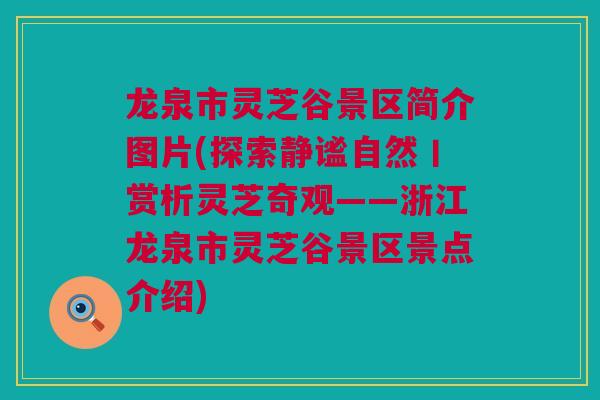 龙泉市灵芝谷景区简介图片(探索静谧自然丨赏析灵芝奇观——浙江龙泉市灵芝谷景区景点介绍)