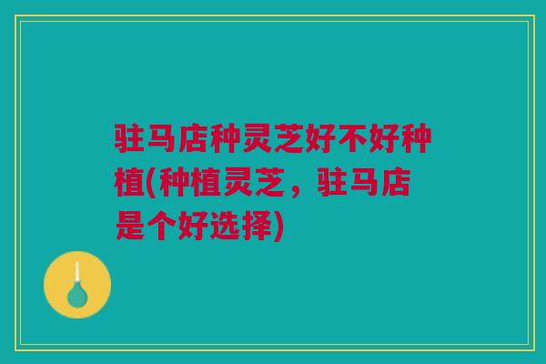 驻马店种灵芝好不好种植(种植灵芝，驻马店是个好选择)