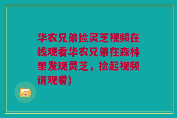 华农兄弟捡灵芝视频在线观看华农兄弟在森林里发现灵芝，捡起视频请观看)