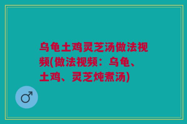 乌龟土鸡灵芝汤做法视频(做法视频：乌龟、土鸡、灵芝炖煮汤)