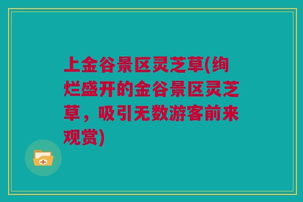 上金谷景区灵芝草(绚烂盛开的金谷景区灵芝草,吸引无数游客前来观赏) 上金谷景区灵芝草(绚烂盛开的金谷景区灵芝草,吸引无数游客前来观赏)
