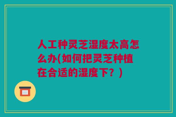 人工种灵芝湿度太高怎么办(如何把灵芝种植在合适的湿度下?) 人工种灵芝湿度太高怎么办(如何把灵芝种植在合适的湿度下?)