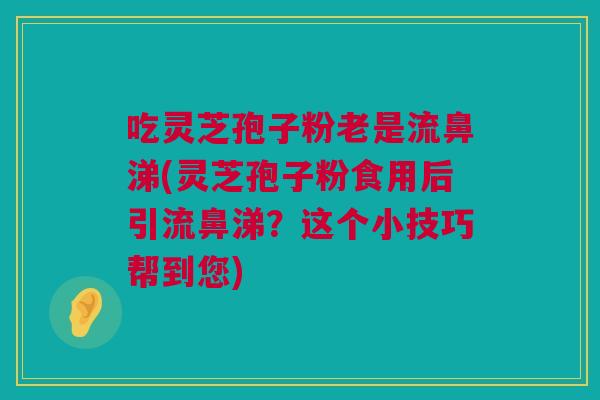 吃灵芝孢子粉老是流鼻涕(灵芝孢子粉食用后引流鼻涕？这个小技巧帮到您)