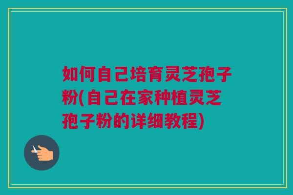 如何自己培育灵芝孢子粉(自己在家种植灵芝孢子粉的详细教程)