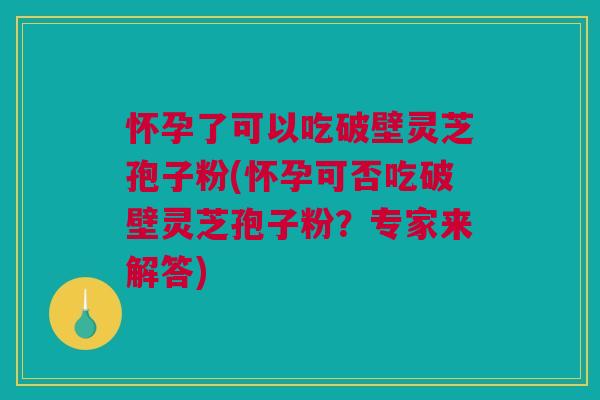 怀孕了可以吃破壁灵芝孢子粉(怀孕可否吃破壁灵芝孢子粉?专家来解答) 怀孕了可以吃破壁灵芝孢子粉(怀孕可否吃破壁灵芝孢子粉?专家来解答)