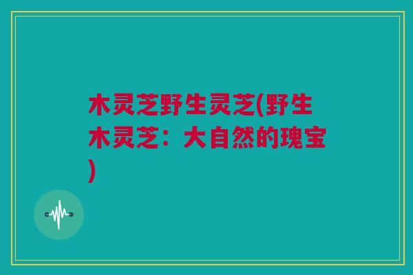 木灵芝野生灵芝(野生木灵芝：大自然的瑰宝)