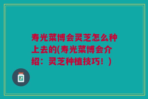 寿光菜博会灵芝怎么种上去的(寿光菜博会介绍:灵芝种植技巧!) 寿光菜博会灵芝怎么种上去的(寿光菜博会介绍:灵芝种植技巧!)