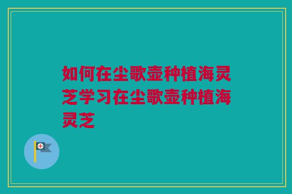 如何在尘歌壶种植海灵芝学习在尘歌壶种植海灵芝 如何在尘歌壶种植海灵芝学习在尘歌壶种植海灵芝