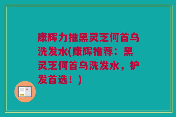 康辉力推黑灵芝何首乌洗发水(康辉推荐:黑灵芝何首乌洗发水,护发首选!) 康辉力推黑灵芝何首乌洗发水(康辉推荐:黑灵芝何首乌洗发水,护发首选!)