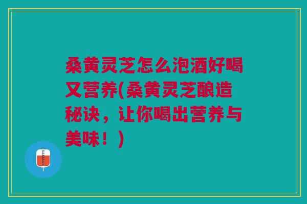桑黄灵芝怎么泡酒好喝又营养(桑黄灵芝酿造秘诀,让你喝出营养与美味!) 桑黄灵芝怎么泡酒好喝又营养(桑黄灵芝酿造秘诀,让你喝出营养与美味!)