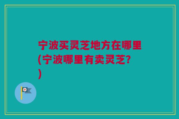 宁波买灵芝地方在哪里(宁波哪里有卖灵芝?) 宁波买灵芝地方在哪里(宁波哪里有卖灵芝?)
