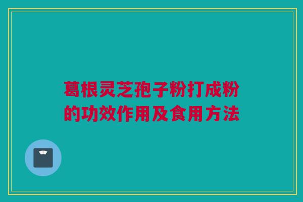 葛根灵芝孢子粉打成粉的功效作用及食用方法 葛根灵芝孢子粉打成粉的功效作用及食用方法