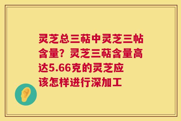 灵芝总三萜中灵芝三帖含量？灵芝三萜含量高达5.66克的灵芝应该怎样进行深加工