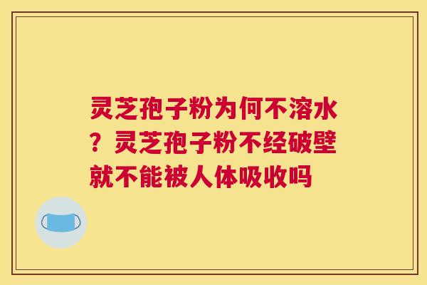 灵芝孢子粉为何不溶水？灵芝孢子粉不经破壁就不能被人体吸收吗