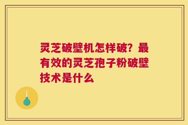 灵芝破壁机怎样破？最有效的灵芝孢子粉破壁技术是什么