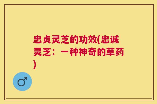 忠贞灵芝的功效(忠诚灵芝:一种神奇的草药) 忠贞灵芝的功效(忠诚灵芝:一种神奇的草药)