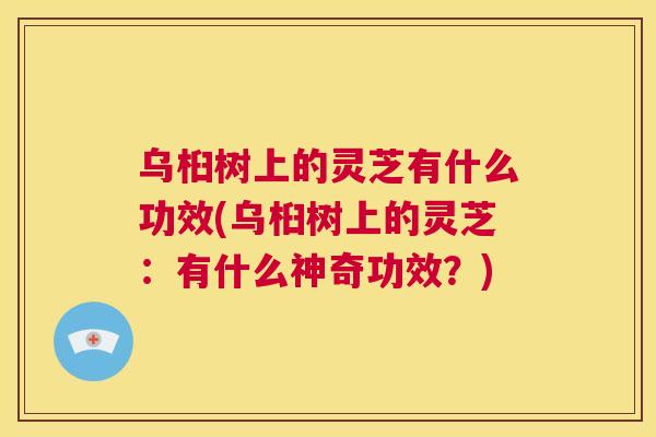 乌桕树上的灵芝有什么功效(乌桕树上的灵芝:有什么神奇功效?) 乌桕树上的灵芝有什么功效(乌桕树上的灵芝:有什么神奇功效?)