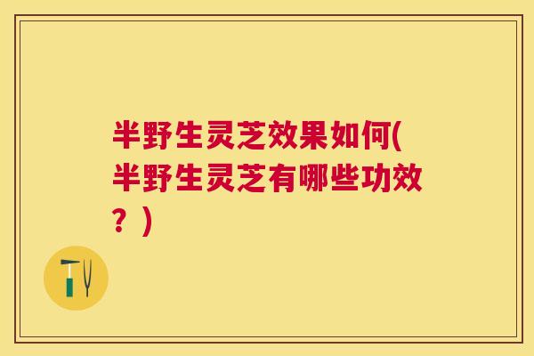 半野生灵芝效果如何(半野生灵芝有哪些功效？)