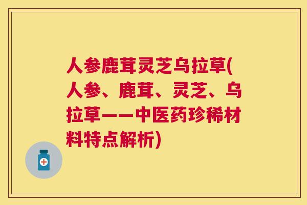 人参鹿茸灵芝乌拉草(人参、鹿茸、灵芝、乌拉草——中医药珍稀材料特点解析)