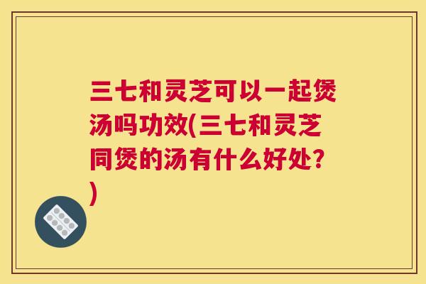 三七和灵芝可以一起煲汤吗功效(三七和灵芝同煲的汤有什么好处？)