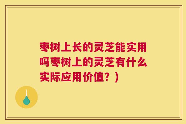 枣树上长的灵芝能实用吗枣树上的灵芝有什么实际应用价值？)