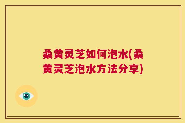 桑黄灵芝如何泡水(桑黄灵芝泡水方法分享)
