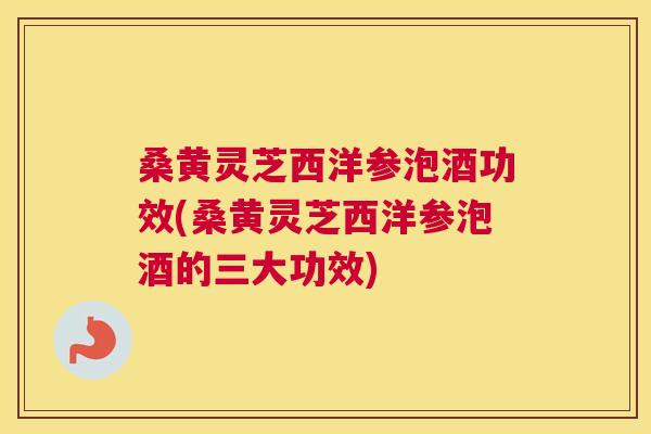 桑黄灵芝西洋参泡酒功效(桑黄灵芝西洋参泡酒的三大功效)