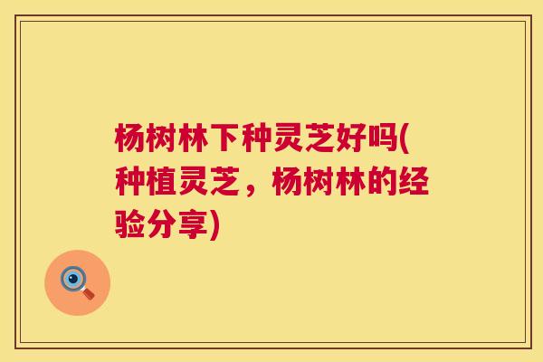杨树林下种灵芝好吗(种植灵芝，杨树林的经验分享)