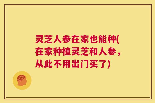 灵芝人参在家也能种(在家种植灵芝和人参，从此不用出门买了)