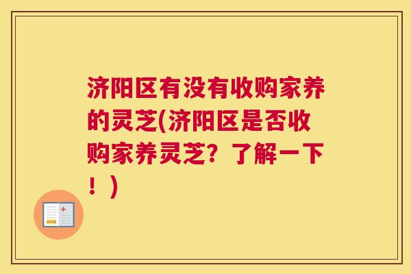 济阳区有没有收购家养的灵芝(济阳区是否收购家养灵芝？了解一下！)