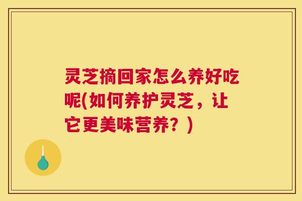 灵芝摘回家怎么养好吃呢(如何养护灵芝，让它更美味营养？)