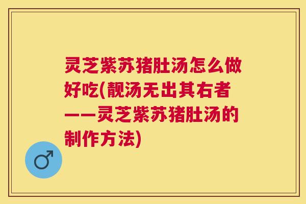 灵芝紫苏猪肚汤怎么做好吃(靓汤无出其右者——灵芝紫苏猪肚汤的制作方法) 灵芝紫苏猪肚汤怎么做好吃(靓汤无出其右者——灵芝紫苏猪肚汤的制作方法)