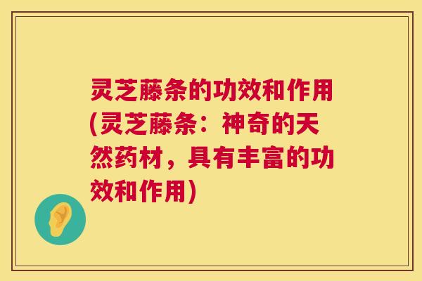 灵芝藤条的功效和作用(灵芝藤条：神奇的天然药材，具有丰富的功效和作用)