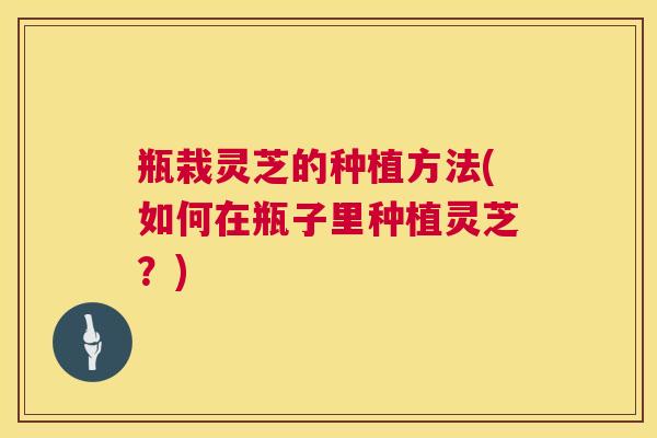 瓶栽灵芝的种植方法(如何在瓶子里种植灵芝？)