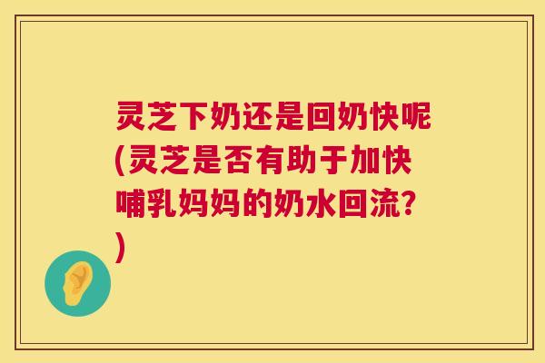 灵芝下奶还是回奶快呢(灵芝是否有助于加快哺乳妈妈的奶水回流？)