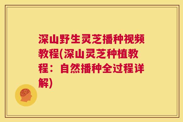 深山野生灵芝播种视频教程(深山灵芝种植教程:自然播种全过程详解) 深山野生灵芝播种视频教程(深山灵芝种植教程:自然播种全过程详解)