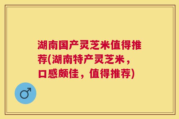 湖南国产灵芝米值得推荐(湖南特产灵芝米，口感颇佳，值得推荐)