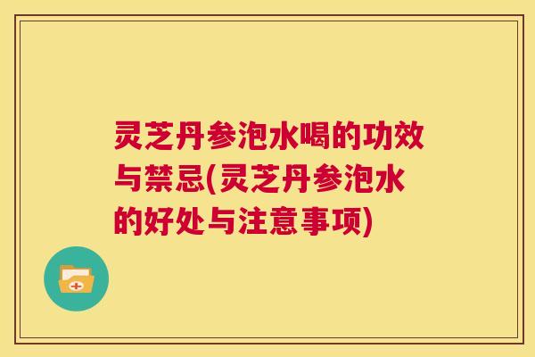 灵芝丹参泡水喝的功效与禁忌(灵芝丹参泡水的好处与注意事项)