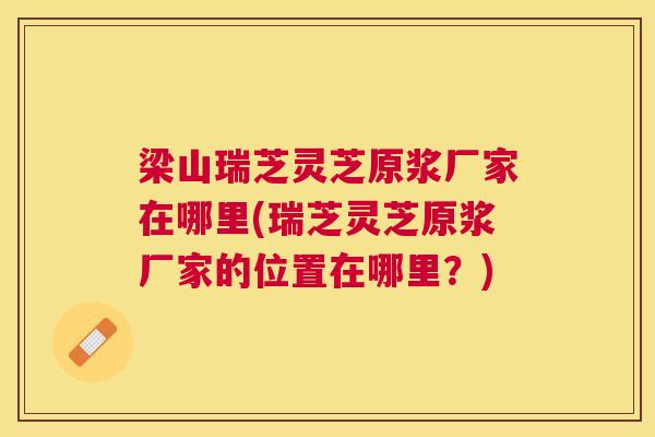 梁山瑞芝灵芝原浆厂家在哪里(瑞芝灵芝原浆厂家的位置在哪里？)