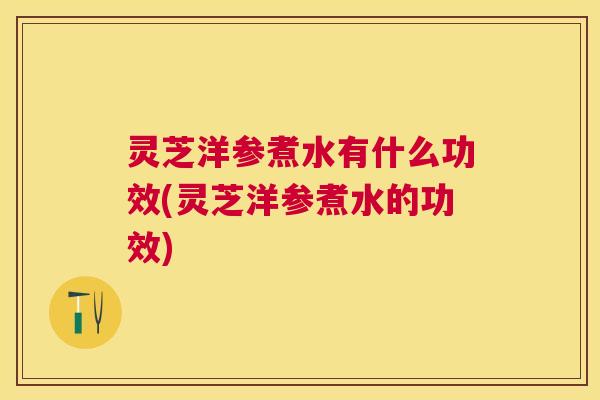 灵芝洋参煮水有什么功效(灵芝洋参煮水的功效)