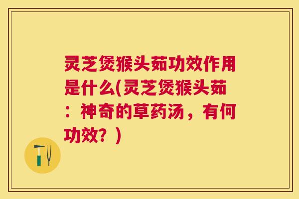 灵芝煲猴头茹功效作用是什么(灵芝煲猴头茹：神奇的草药汤，有何功效？)
