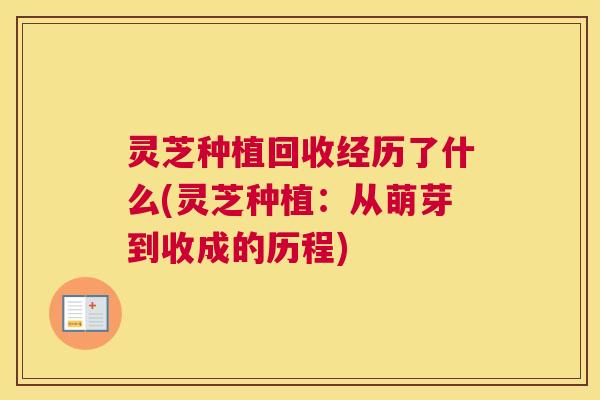 灵芝种植回收经历了什么(灵芝种植：从萌芽到收成的历程)