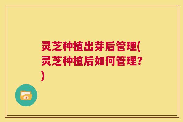 灵芝种植出芽后管理(灵芝种植后如何管理？)