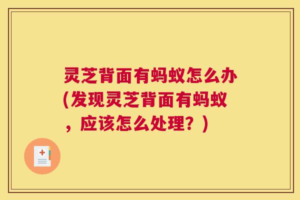 灵芝背面有蚂蚁怎么办(发现灵芝背面有蚂蚁，应该怎么处理？)
